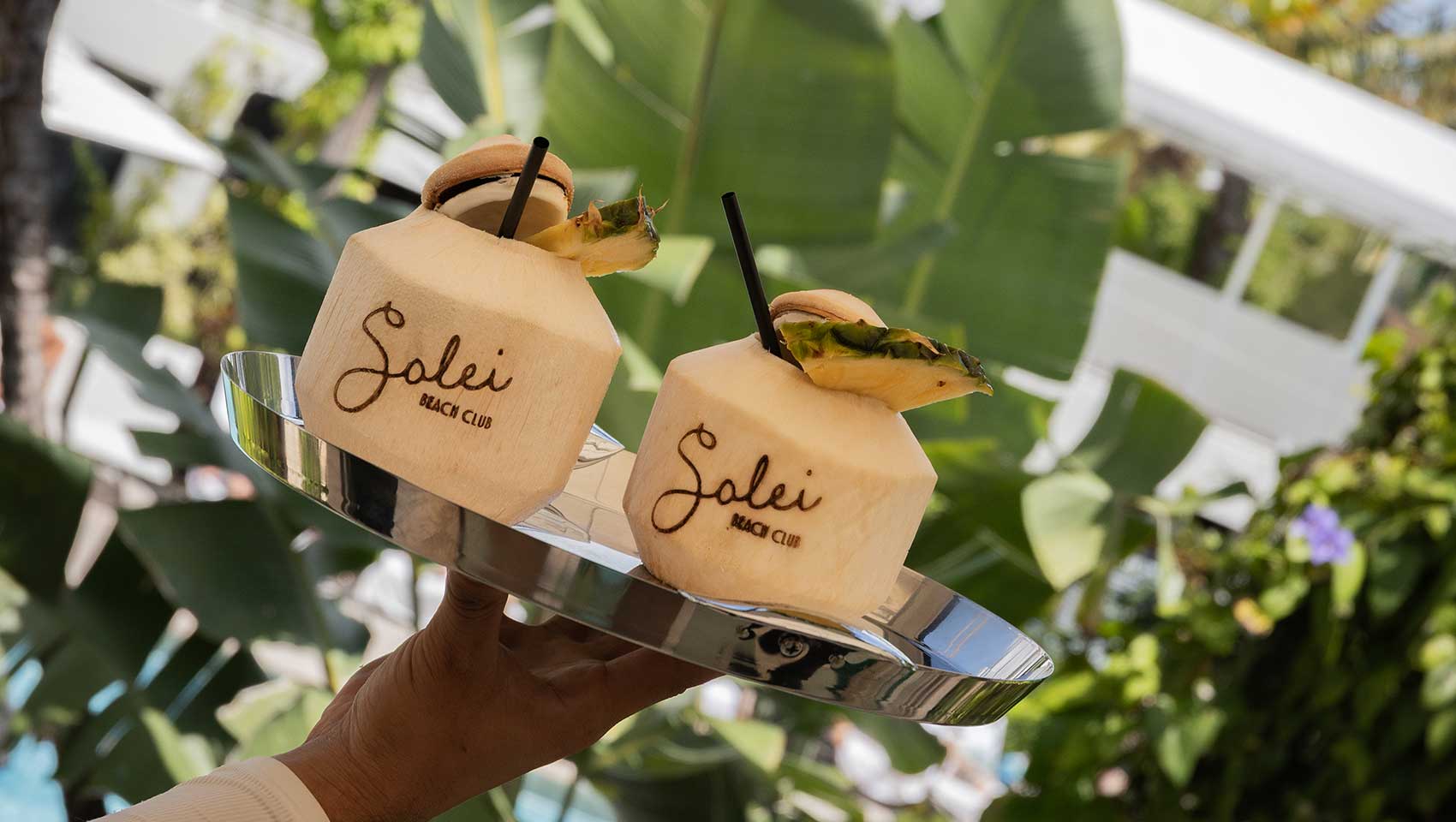 Coconut cocktails at Solei Beach Club