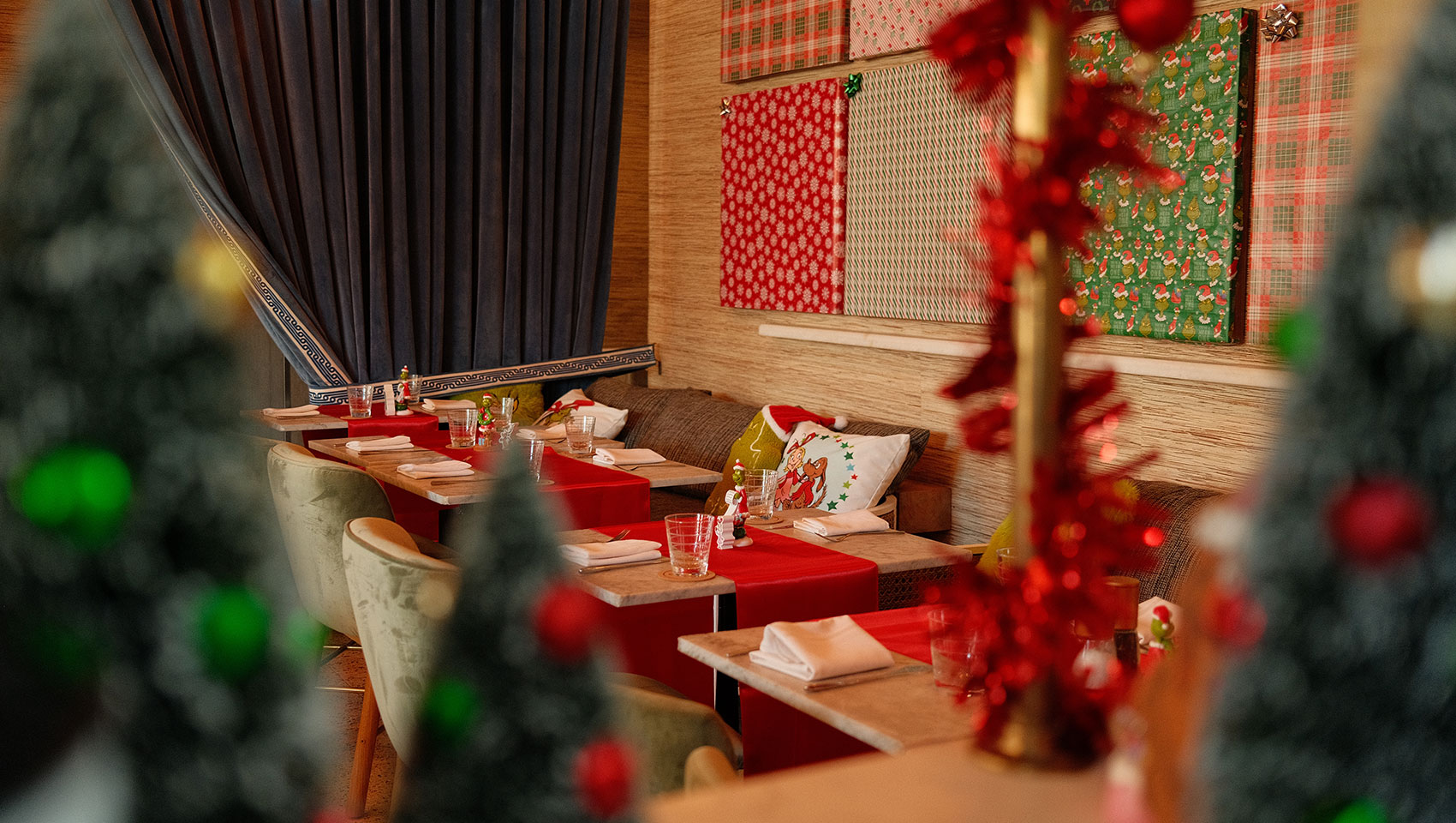 The Social Club decorated for the holiday season