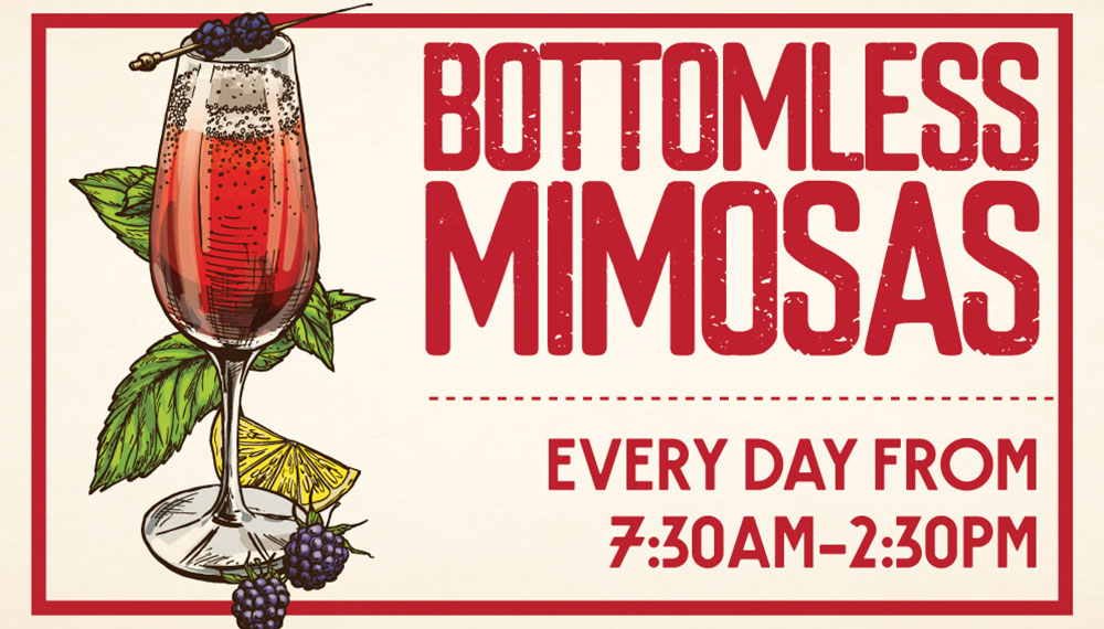 Graphic that says Bottomless Mimosas