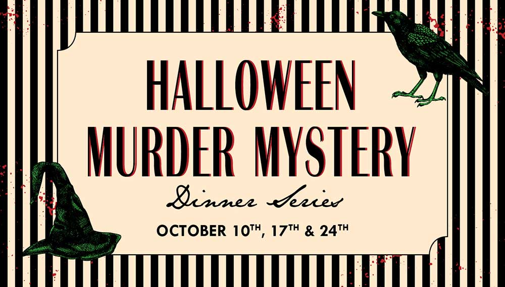 Halloween murder mystery dinner series graphic
