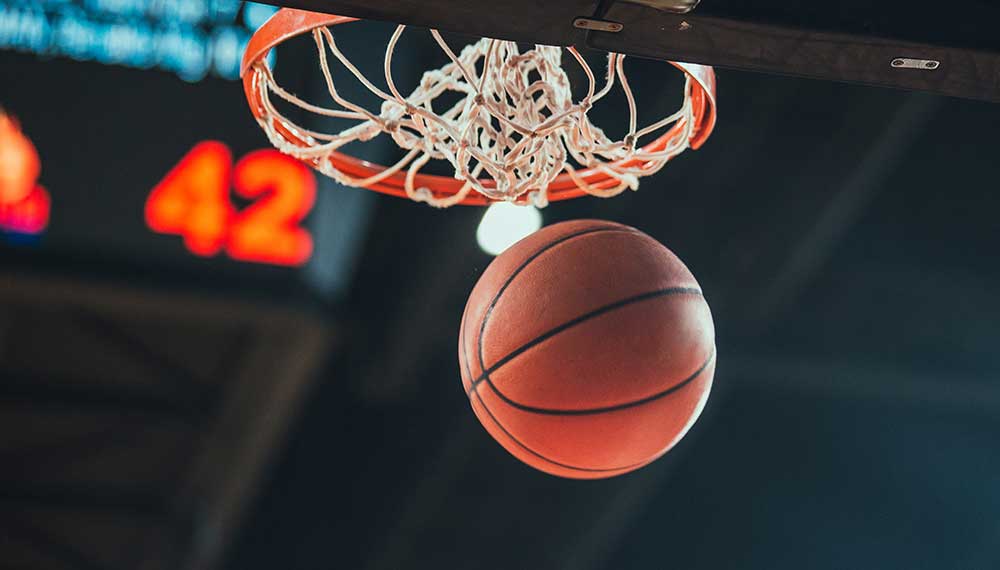 Basketball going in net