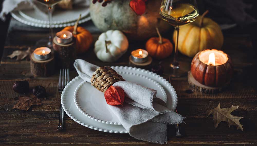 Thanksgiving place setting at table