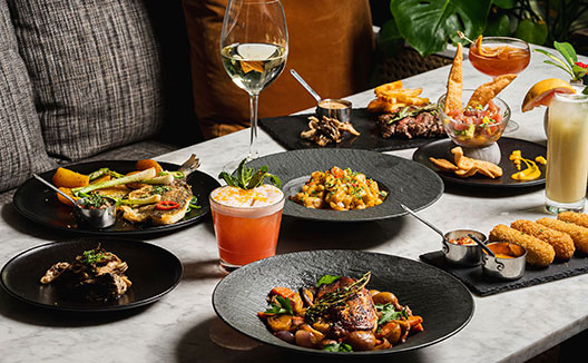 Table with assorted plated dishes