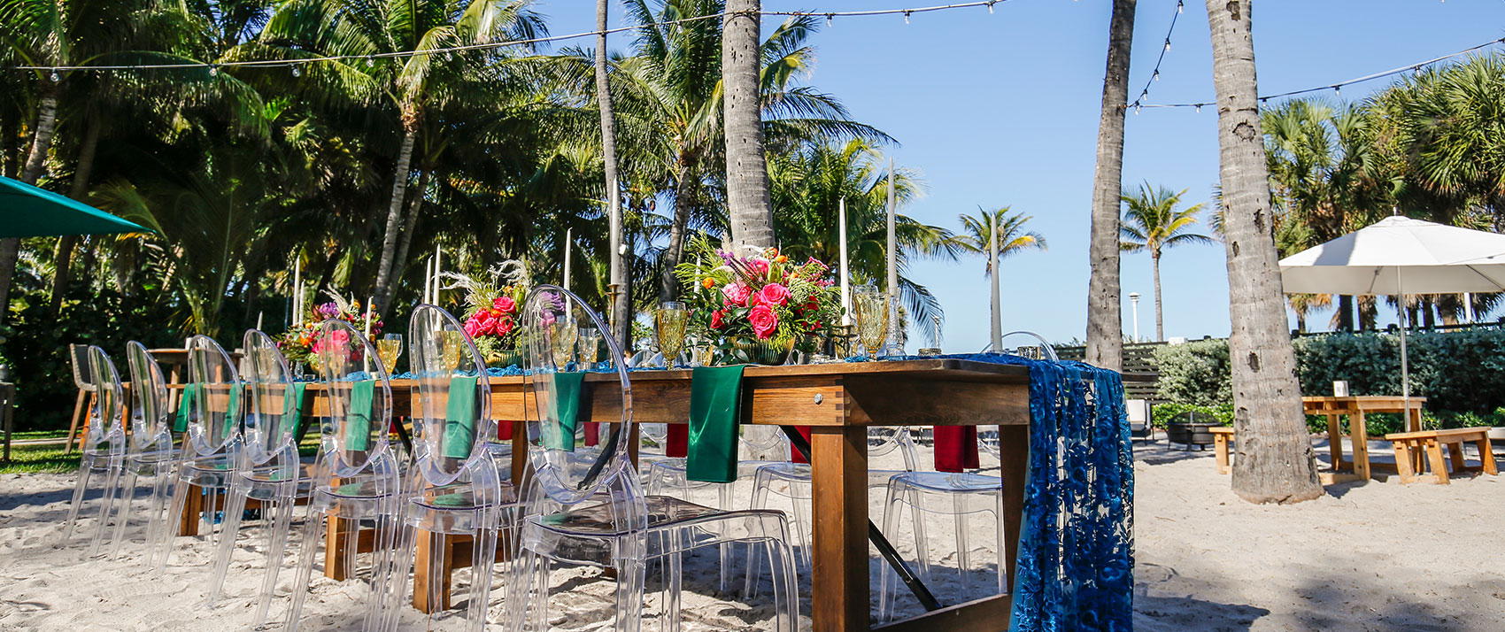 group table on the beach